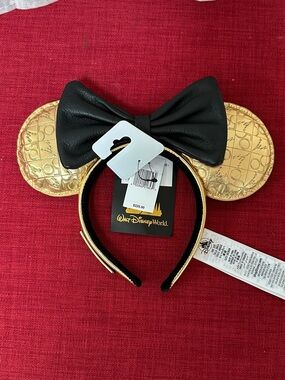 Disney Parks 50th Anniversary Loungefly 24K Gold Plate And Genuine Leather Ears